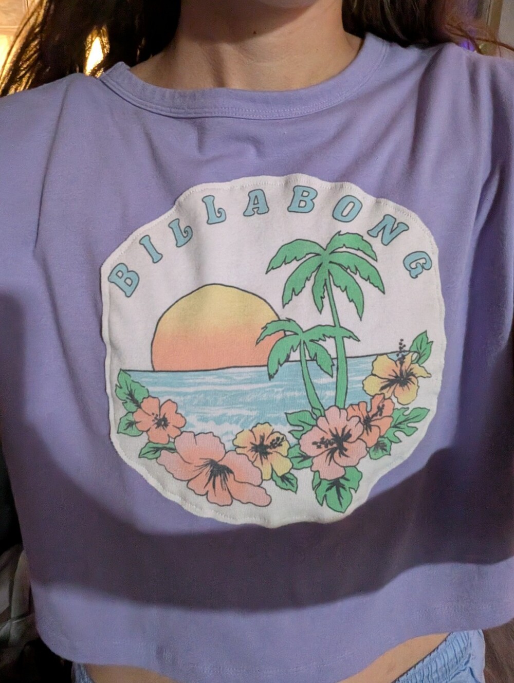 Billabong wild fable Lavender Graphic Tropical Tshirt